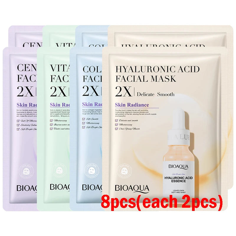 BIOAQUA Centella Collagen Gesichtsmaske – Feuchtigkeit & Strahlende Haut | 4/8/12 Stück