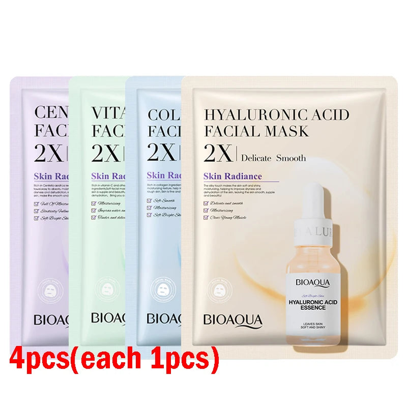 BIOAQUA Centella Collagen Gesichtsmaske – Feuchtigkeit & Strahlende Haut | 4/8/12 Stück