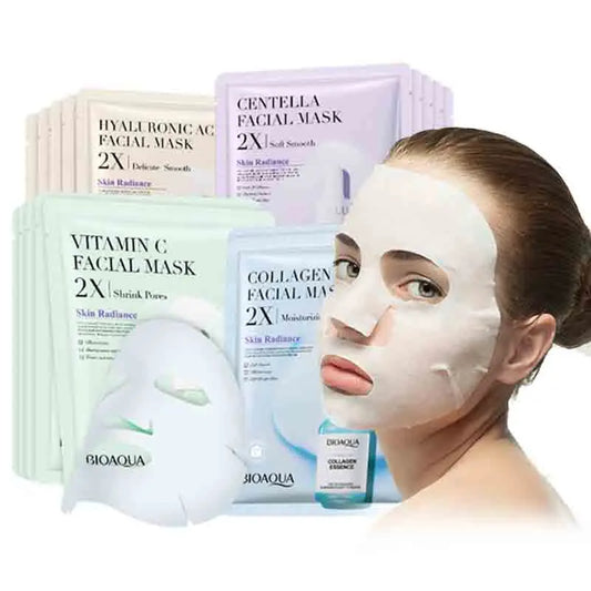 BIOAQUA Centella Collagen Gesichtsmaske – Feuchtigkeit & Strahlende Haut | 4/8/12 Stück