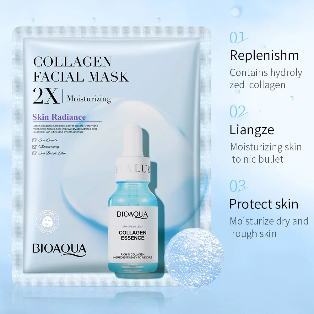 BIOAQUA Centella Collagen Gesichtsmaske – Feuchtigkeit & Strahlende Haut | 4/8/12 Stück